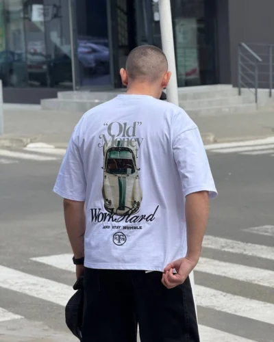 Оверсайз футболка "Work Hard" у білому кольорі