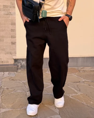 Стильні котонові штани Baggy у чорному кольорі