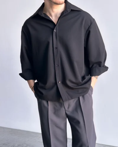 Сорочка oversize Frant у чорному кольорі